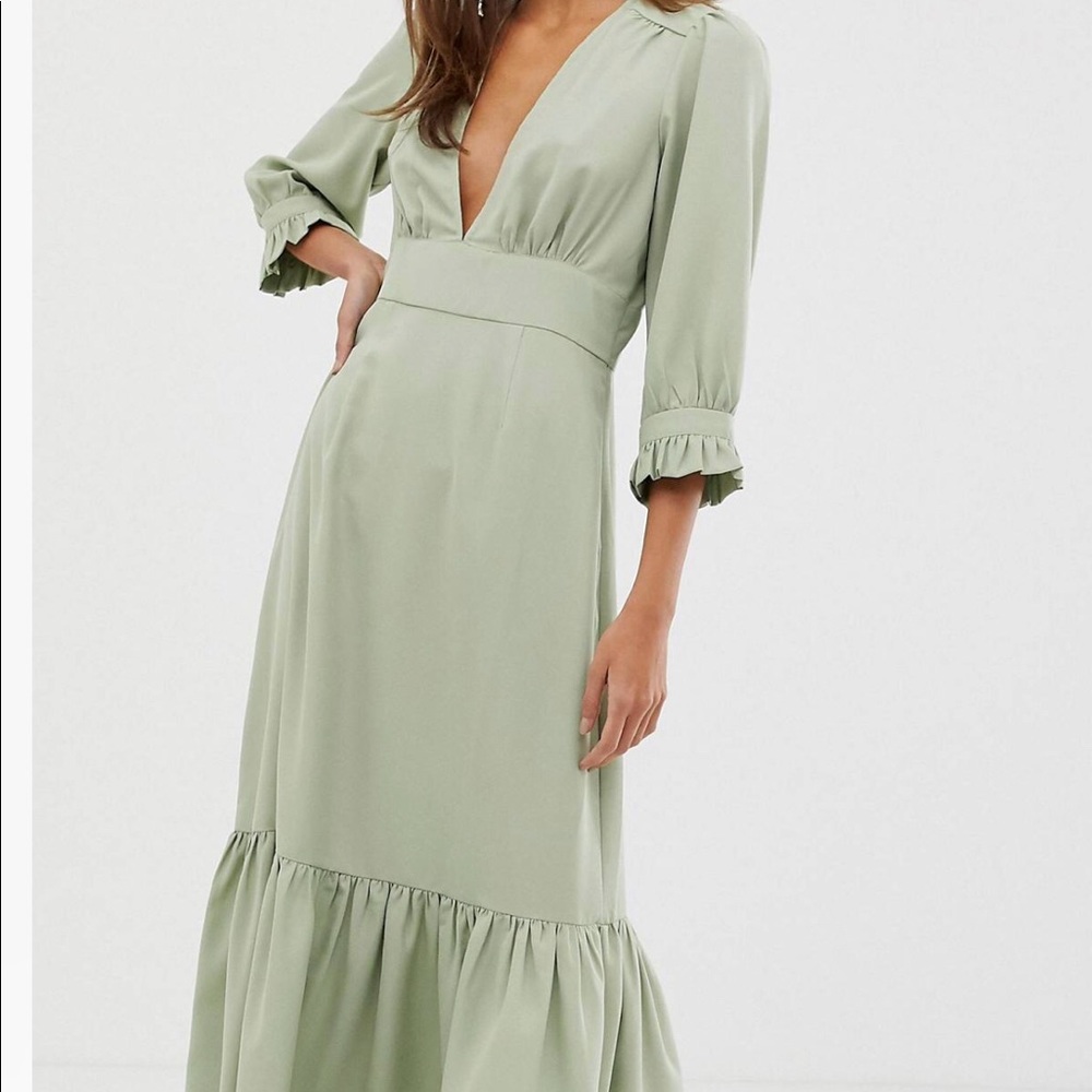ASOS plunge tea maxi dress with pep hem